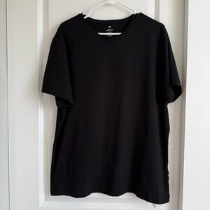 H&M Black Tshirt Short Sleeve Tee Slim Fit Cotton Blend XXL
